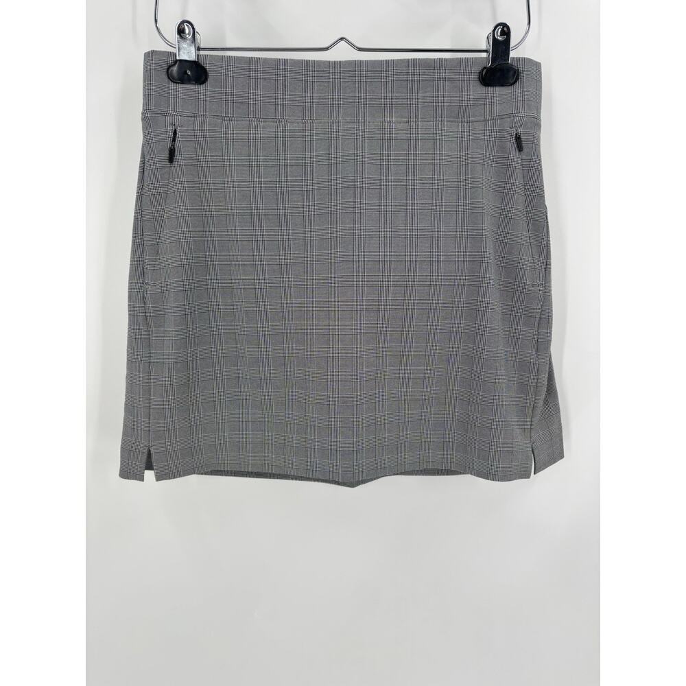 Athleta Skort Womens 8 Black White Houndstooth Plaid Athletic Lined Zip Pockets